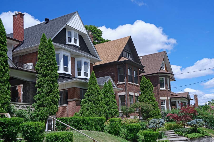 Exterior photo of a row of homes