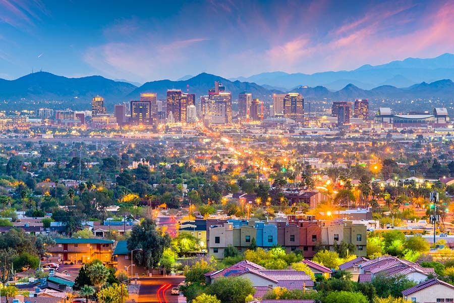 Arizona landscape with the Phoenix skyline in the background