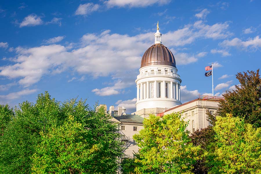The Maine State House in Augusta, Maine, USA.