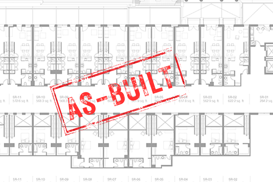 apartment architecture plans with as-built stamp