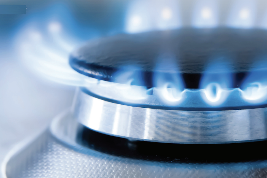 Photo of a gas burner with flames