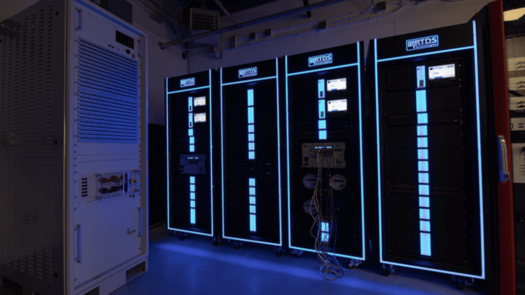 Digital real-time simulators allowed NREL engineers to design a digital twin of Cordova’s microgrid. Photo by Joe DelNero, NREL