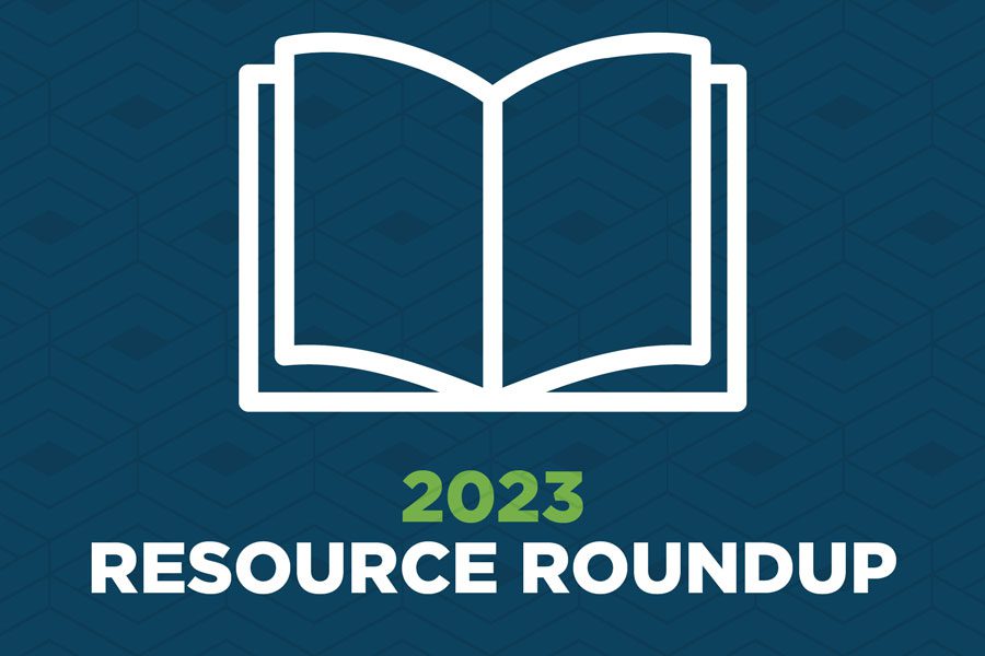 Image with a book icon and the text "2023 Resource Roundup"