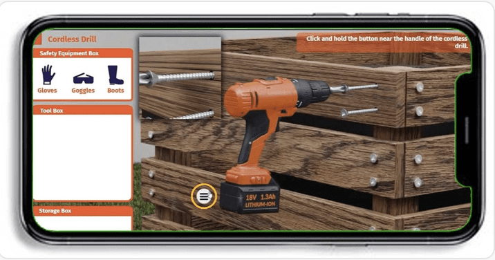 App showing a cordless drill demo