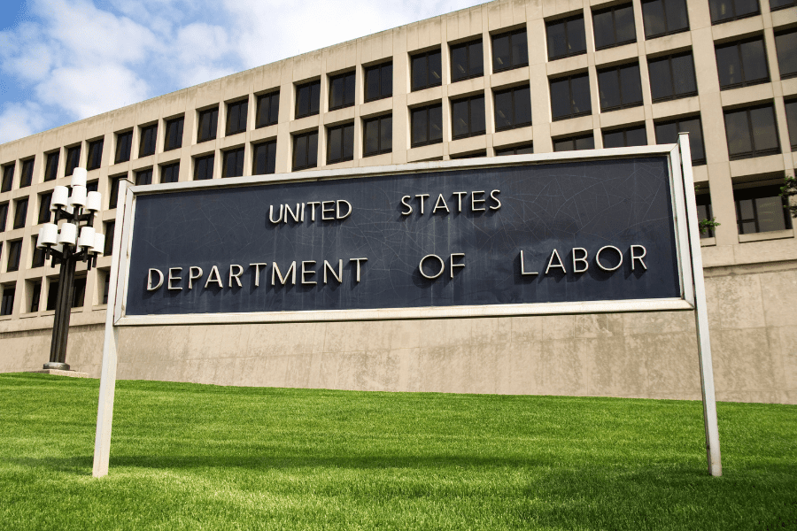 A sign that reads "United States Department of Labor"