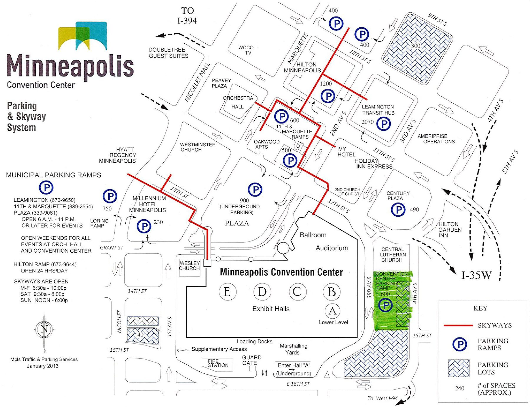 Map of parking options near the Minneapolis Convention Center