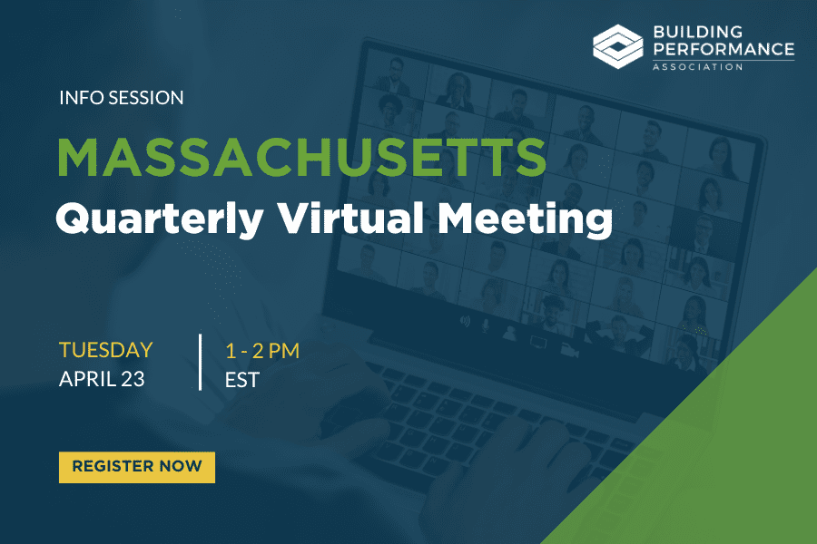 An infographic reading, "Massachusetts: Quarterly Virtual Meeting"