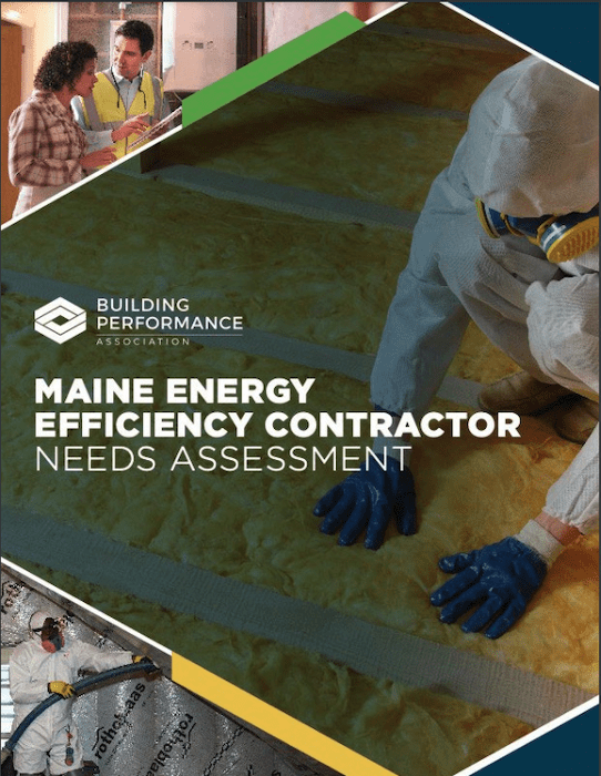 Cover of the Maine Energy Efficiency Contractor Assessment.
