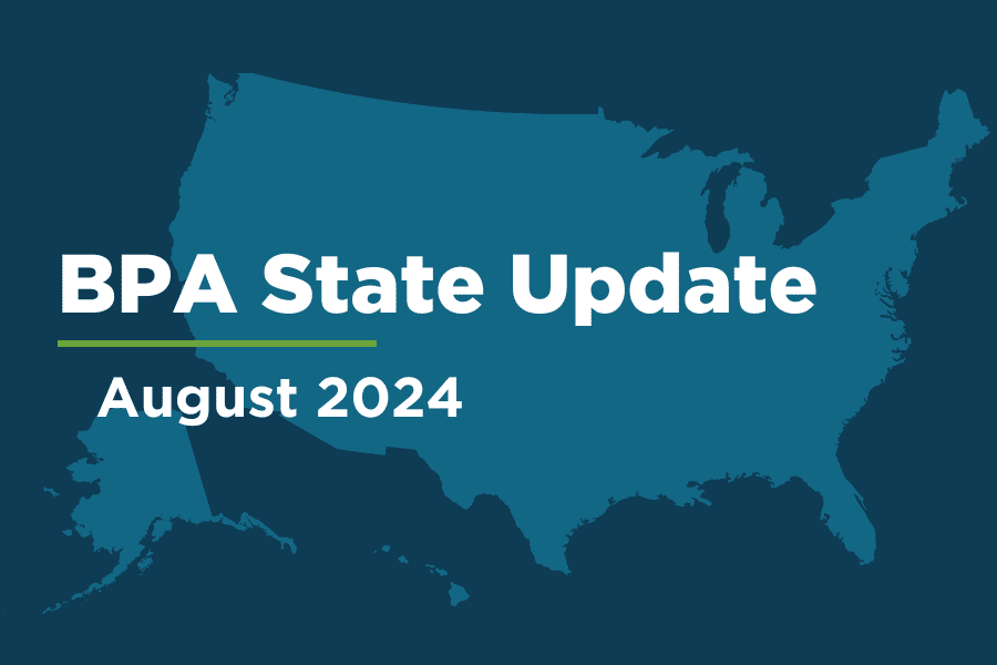 An image of a United States map with the overlay of text that says "BPA State Update August 2024"