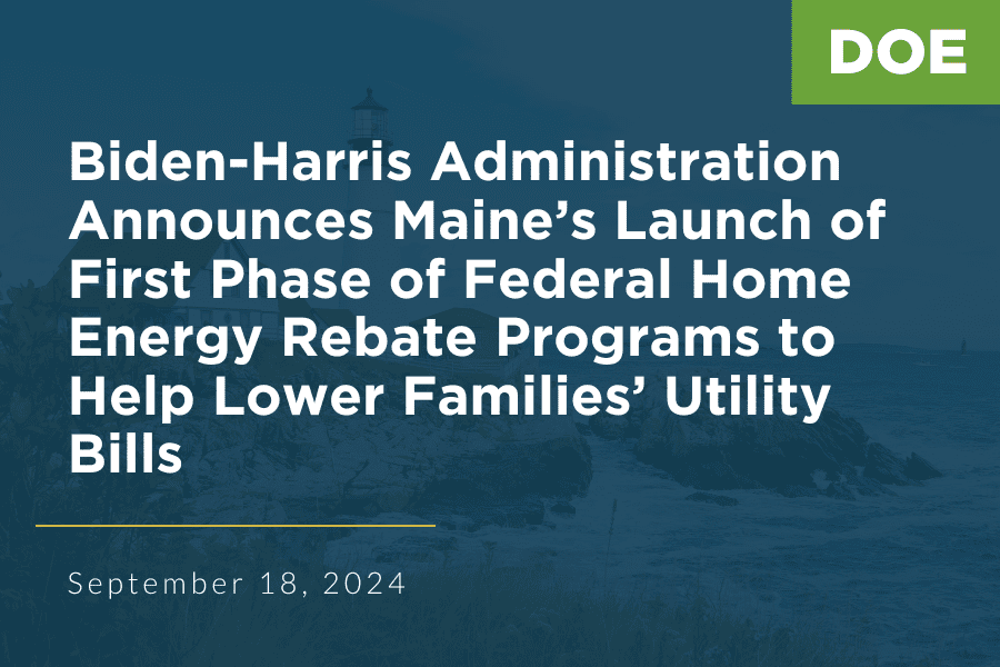 Text that reads the headline of the press release over a faded picture of Maine