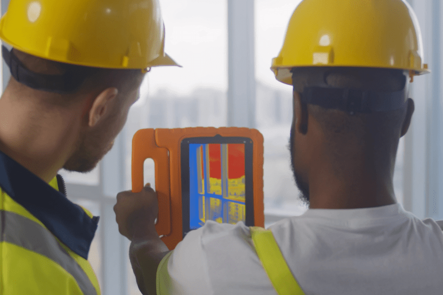 contractors looking at IR image on tablet