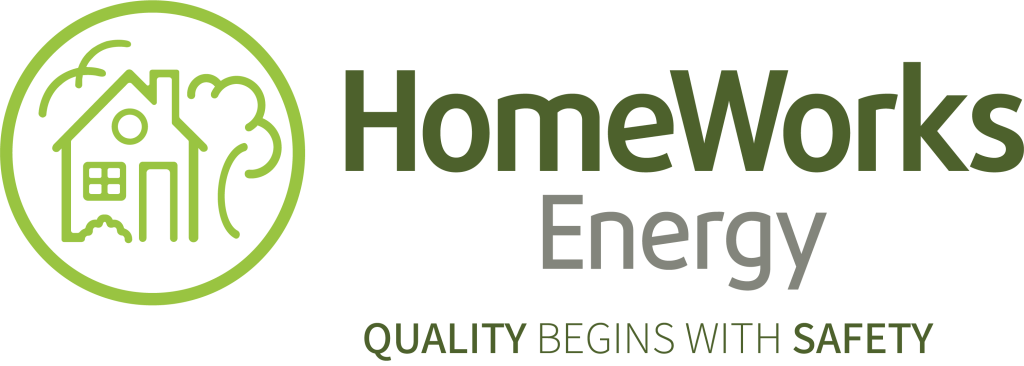 HomeWorks Energy logo with tagline, Quality begins with safety