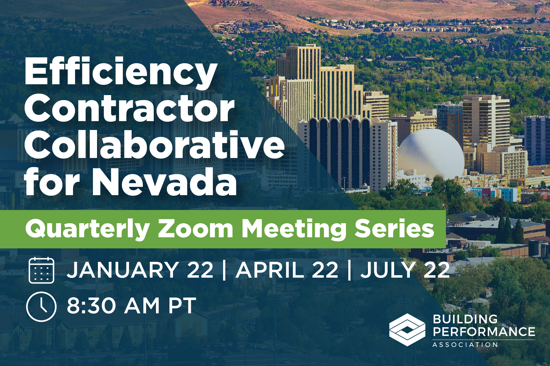 Image of building with text information about the meeting series